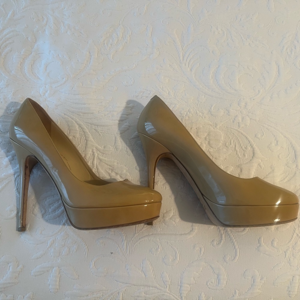 Jimmy Choo nude patent leather heels